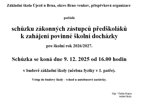Schůzka zákonných zástupců předškoláků