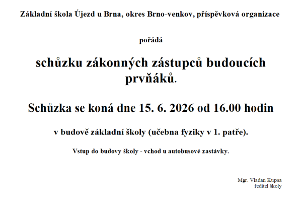 Informace pro zákonné zástupce budoucích prvňáčků